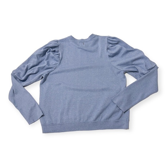 MISA‎ Los Angeles Kali Puff-Shoulder Sweater, Cotton/Cashmere, Blue, Size M - Picture 3 of 13